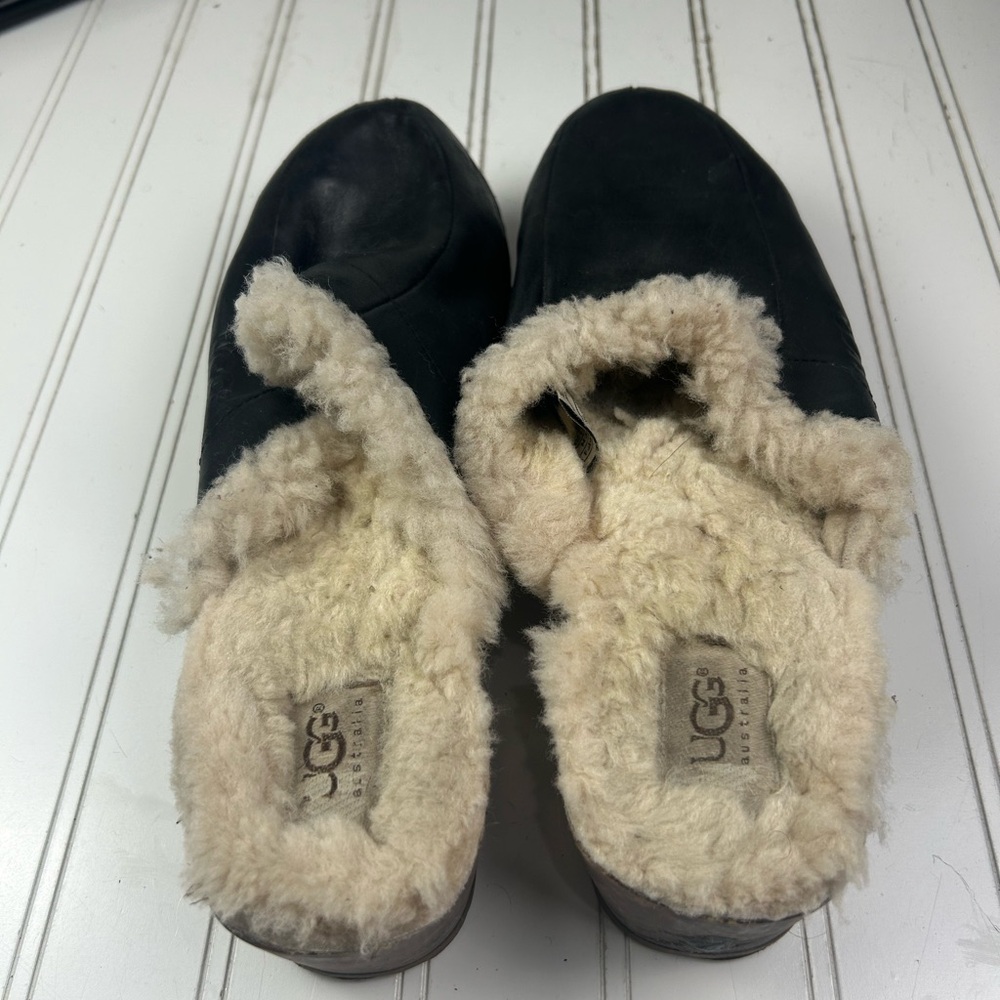 UGG VINTAGE Australia Kalie Sheepskin Studded Wooden Clogs Women’s Size 12 - Picture 5 of 9